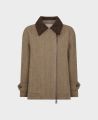 Tweed Aviator Wool Jacket, Caramel Brown Herringbone | Really Wild |Flatshot One