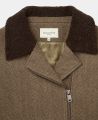 Tweed Aviator Wool Jacket, Caramel Brown Herringbone | Really Wild |Flatshot Two