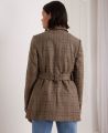 Belted Wool Check Jacket, Fawn Slate Prince of Wales | Really Wild | Model Image Two