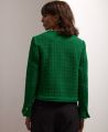Cropped Boucle Wool Jacket, Emerald Green | Really Wild | Model Back