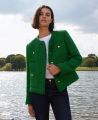 Cropped Boucle Wool Jacket, Emerald Green | Really Wild | Model Campaign