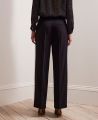 Wide Leg Wool Blend Trousers, Black | Really Wild | MOdel Back Close Up