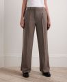 Wide Leg Pleated Wool Trousers, Taupe | Really Wild | Model Image Two