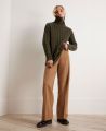 Wide Leg Camel and Wool Blend Trousers, Camel | Really Wild | Model Front