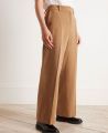 Wide Leg Camel and Wool Blend Trousers, Camel | Really Wild | Model Front Close Up