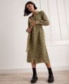 Liberty Print Pintuck Silk Shirt Dress, Ivy Green | Really Wild | Model Image One