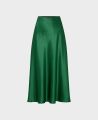 Satin Midi Slip Silk Skirt, Emerald Green | Really Wild | Flatshot One