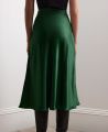 Satin Midi Slip Silk Skirt, Emerald Green | Really Wild | Model Image Two