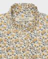 Floral Deep Frill Liberty Cotton Blouse, Blue Yellow Floral | Really Wild | Flatshot Two