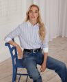 Long sleeve Pinstripe Cotton Shirt, Blue Pinstripe | Really Wild | Model Front