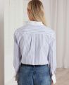 Long sleeve Pinstripe Cotton Shirt, Blue Pinstripe | Really Wild | Model Back