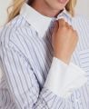 Long sleeve Pinstripe Cotton Shirt, Blue Pinstripe | Really Wild | Model Detail