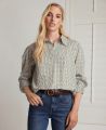Relaxed Popover Cotton Shirt, Green Geo | Really Wild |  Model Front