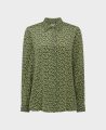 Liberty Print Classic Long Sleeve Silk Shirt, Green Leaves | Really Wild | Flatshot One
 
