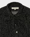 Frill Tie Neck Silk Blend Velvet Shirt, Black Grey Polka Dot | Really Wild | Packshot Two