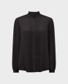 Pintuck Frill Collar Silk Blouse, Black | Really Wild | Flatshot One