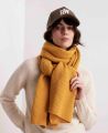 Extra Fine Lambswool Ribbed Scarf, Golden | Really Wild | Model Shot