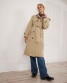 Belted Cotton Trench Coat, Beige | Really Wild | Model Front Closed