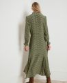 Liberty Print Silk Pleated Dress, Green Leaves | Really Wild | Model Image Three