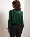 Tie Neck Silk Blouse, Emerald Green | Really Wild | Model Back