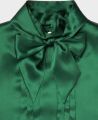 Tie Neck Silk Blouse, Emerald Green | Really Wild | Detail
