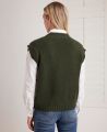 Cashmere Sleeveless Cardigan, Deep Forest Green | Really Wild | Model Back