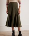 Suede Flippy Skirt, Khaki | Really Wild Clothing | Model Close Up