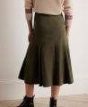 Suede Flippy Skirt, Khaki | Really Wild Clothing | Model Close up Back