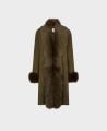 Shearling Fur Trim Coat, Olive | Really Wild | Flat Lays