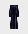 Velvet Silk Midi Dress, Midnight Blue | Really Wild Clothing | Flatlay