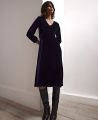 Velvet Silk Midi Dress, Midnight Blue | Really Wild Clothing | Model Front