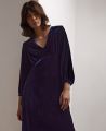 Velvet Silk Midi Dress, Midnight Blue | Really Wild Clothing | Model Front Close