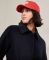 Belted Wool Blend Coat, Navy | Really Wild | Model Close up