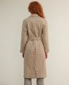Belted Houndstooth Check Wool Coat, Taupe Dogtooth |    Tweed Coat | Really Wild | Model Back 