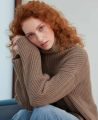 Cashmere Mix Ribbed High Neck Jumper, Taupe | Really Wild | Model Edit