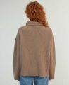 Cashmere Mix Ribbed High Neck Jumper, Taupe | Really Wild | Model Back