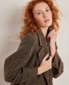 Hilliard Double Breasted Herringbone Tweed Coat, Brown Herringbone | Tweed Coat | Really Wild Clothing | Model Detail