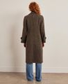 Hilliard Double Breasted Herringbone Tweed Coat, Brown Herringbone | Tweed Coat | Really Wild Clothing | Model Back