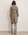 Clarendon Houndstooth Wool Blend Trench Coat, Blue Beige Burgundy Check | Really Wild Clothing | Model Back
