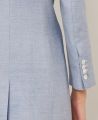 Aston Single Breasted Linen Blend Classic Coat, Blue Cream Check | Really Wild Clothing | Model Detail