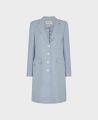 Aston Single Breasted Linen Blend Classic Coat, Blue Cream Check | Really Wild Clothing | Flat lay