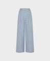 Langdon Linen Blend Wide Leg Pleated Trouser, Blue Cream Check | Really Wild Clothing | Flat lay