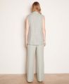 Langdon Cotton Silk Blend Houndtooth Wide Leg Pleated Trouser, Duck Egg | Really Wild Clothing | 2