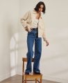 Carlisle Cotton Blend Oversized Boucle Jacket, Cream | Really Wild Clothing | Model Front Full