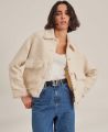 Carlisle Cotton Blend Oversized Boucle Jacket, Cream | Really Wild Clothing | Model Front
