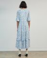 Blair Floral Print Viscose Tiered Maxi Dress, Blue | Really Wild Clothing | Model Image