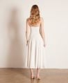 Caro Halter Cotton Tonal Stripe Midi Dress, Cream | Really Wild Clothing | Model Back