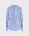 Relaxed Silk Cotton Stripe Shirt, White Blue Stripe | Really Wild Clothing | Flat lay