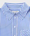 Relaxed Silk Cotton Stripe Shirt, White Blue Stripe | Really Wild Clothing | Detail