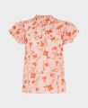 Frill Tie Neck Top, Coral Pink | Really Wild Clothing | Flat lay